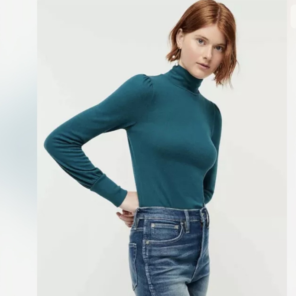 J Crew Supercozy Balloon-sleeve Mockneck Top